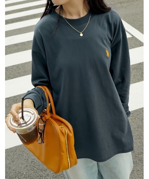 U.S. POLO ASSN.（ユーエスポロアッスン）の「[U.S. POLO ASSN.][別注][大きいサイズ有]ユニセックスワンポイント刺繍長袖Tシャツ（Tシャツ/カットソー・レディース・ネイビー/アイボリー/オートミール・MEDIUM/LARGE/X-LARGE）」の16枚目の写真