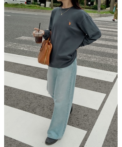 U.S. POLO ASSN.（ユーエスポロアッスン）の「[U.S. POLO ASSN.][別注][大きいサイズ有]ユニセックスワンポイント刺繍長袖Tシャツ（Tシャツ/カットソー・レディース・ネイビー/アイボリー/オートミール・MEDIUM/LARGE/X-LARGE）」の14枚目の写真