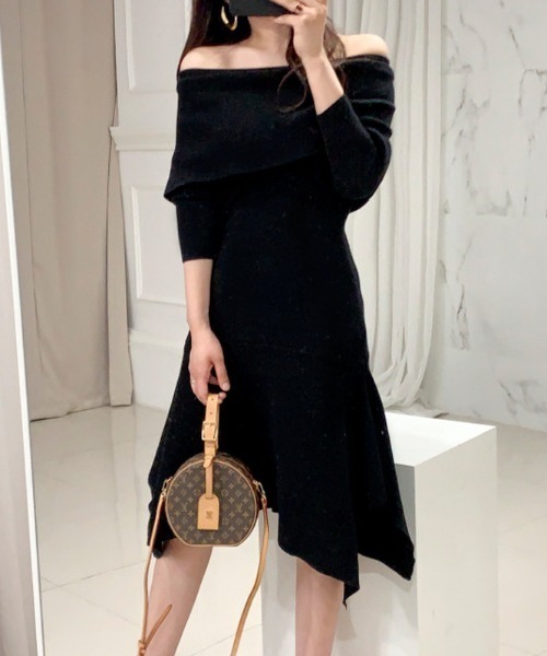 裾フレア オフショルニットワンピース（ワンピース）｜a lot of love（ア ロット オブ ラブ）