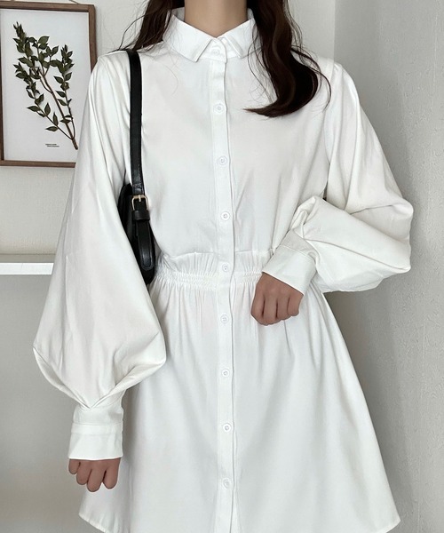 バルーンスリーブシャツワンピース　38 セール】バルーンスリーブシャツワンピース（シャツワンピース）｜Cham