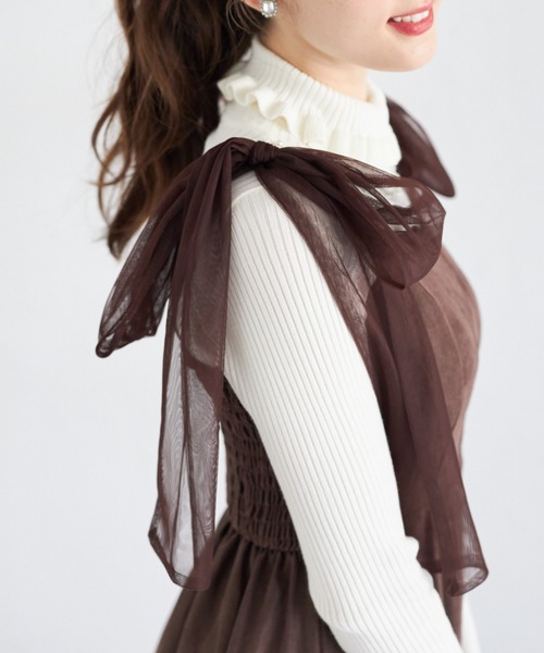【alumu】2way ショルダーチュールリボンワンピース tocco closet（トッコ クローゼット）の「2WAYショルダー