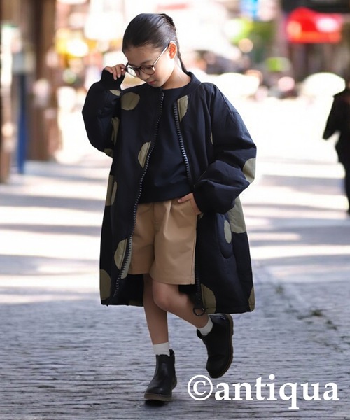 antiqua（アンティカ）の「ショート丈トップス（スウェット・キッズ・ネイビー/チャコールグレー/スミクロ/ブラック/ホワイト/ライトグリーン・130/120）」の15枚目の写真