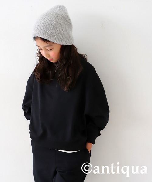 antiqua（アンティカ）の「ショート丈トップス（スウェット・キッズ・ネイビー/チャコールグレー/スミクロ/ブラック/ホワイト/ライトグリーン・130/120）」の11枚目の写真