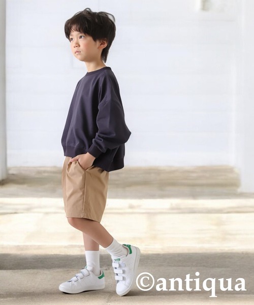 antiqua（アンティカ）の「ショート丈トップス（スウェット・キッズ・ネイビー/チャコールグレー/スミクロ/ブラック/ホワイト/ライトグリーン・130/120）」の18枚目の写真