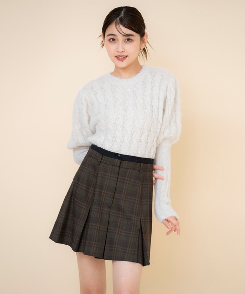 REDYAZEL(レディアゼル)の「ボックスタックチェックスカート(スカート・レディース・ブラウン/ネイビー/ベージュ・SMALL/MEDIUM)」の6枚目の写真