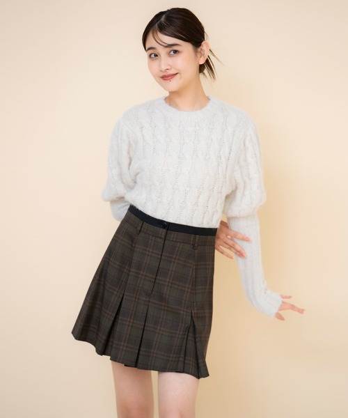 REDYAZEL(レディアゼル)の「ボックスタックチェックスカート(スカート・レディース・ブラウン/ネイビー/ベージュ・SMALL/MEDIUM)」の7枚目の写真