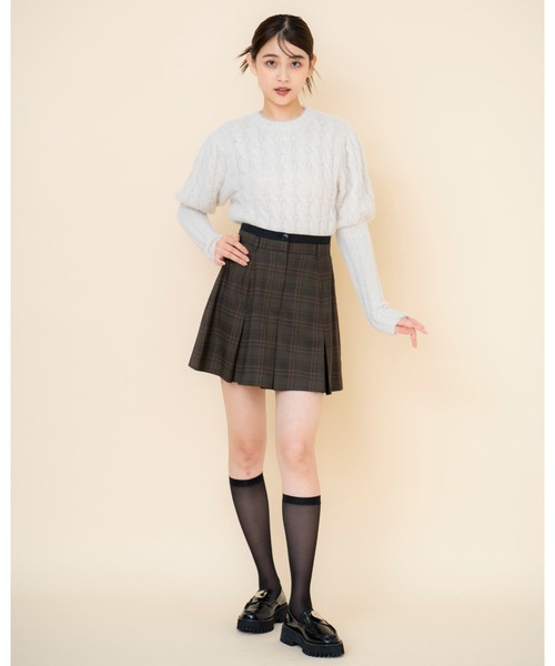 REDYAZEL(レディアゼル)の「ボックスタックチェックスカート(スカート・レディース・ブラウン/ネイビー/ベージュ・SMALL/MEDIUM)」の8枚目の写真