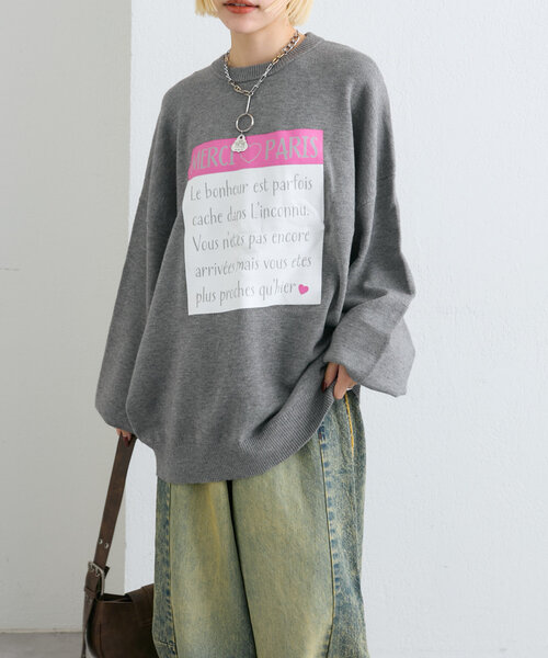 w closet(ダブルクローゼット)の「ロゴプリントニットプルオーバー(ニット/セーター・レディース・パープル/グレー/ブルー・FREE)」の7枚目の写真