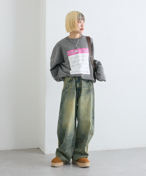 w closet(ダブルクローゼット)の「ロゴプリントニットプルオーバー(ニット/セーター・レディース・パープル/グレー/ブルー・FREE)」の10枚目の写真