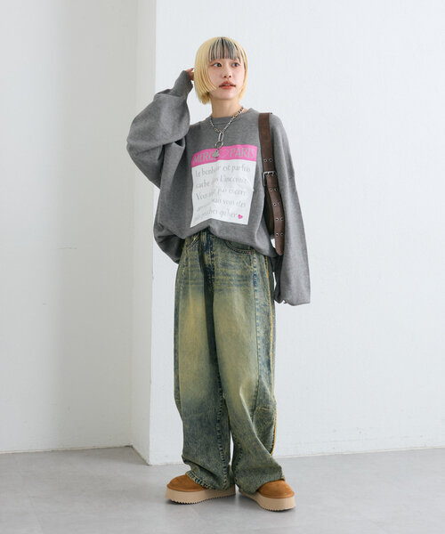 w closet(ダブルクローゼット)の「ロゴプリントニットプルオーバー(ニット/セーター・レディース・パープル/グレー/ブルー・FREE)」の12枚目の写真