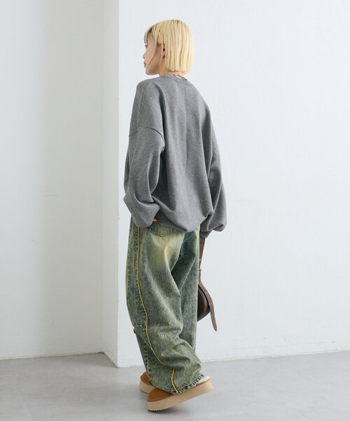 w closet(ダブルクローゼット)の「ロゴプリントニットプルオーバー(ニット/セーター・レディース・パープル/グレー/ブルー・FREE)」の14枚目の写真