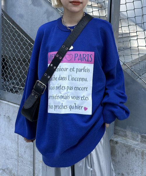 w closet(ダブルクローゼット)の「ロゴプリントニットプルオーバー(ニット/セーター・レディース・パープル/グレー/ブルー・FREE)」の16枚目の写真