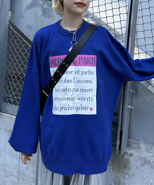 w closet(ダブルクローゼット)の「ロゴプリントニットプルオーバー(ニット/セーター・レディース・パープル/グレー/ブルー・FREE)」の17枚目の写真