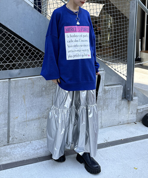 w closet(ダブルクローゼット)の「ロゴプリントニットプルオーバー(ニット/セーター・レディース・パープル/グレー/ブルー・FREE)」の22枚目の写真