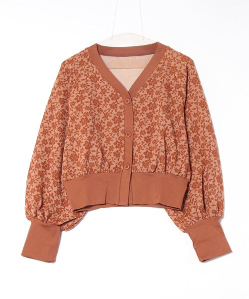STYLEBLOCK（スタイルブロック）の「花柄ジャガードカットソーショートカーディガン（カーディガン/ボレロ・レディース・ブラック/テラコッタ/ベージュ・M）」の3枚目の写真