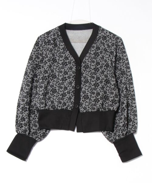 STYLEBLOCK（スタイルブロック）の「花柄ジャガードカットソーショートカーディガン（カーディガン/ボレロ・レディース・ブラック/テラコッタ/ベージュ・M）」の5枚目の写真