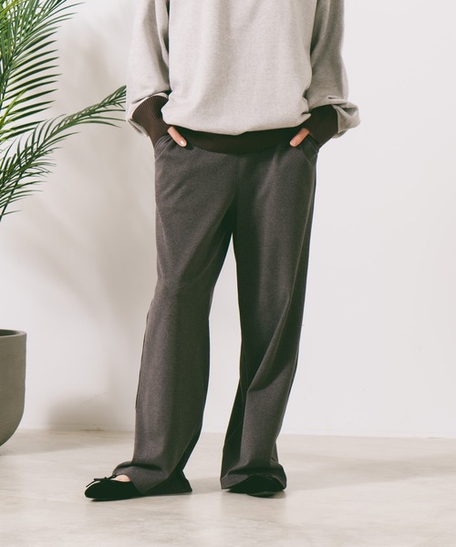 fort point(フォーポイント)の「【FORT POINT/フォートポイント】アンゴラタッチワイドパンツ(その他パンツ・レディース・グレー/ブラック・LARGE/MEDIUM)」の2枚目の写真