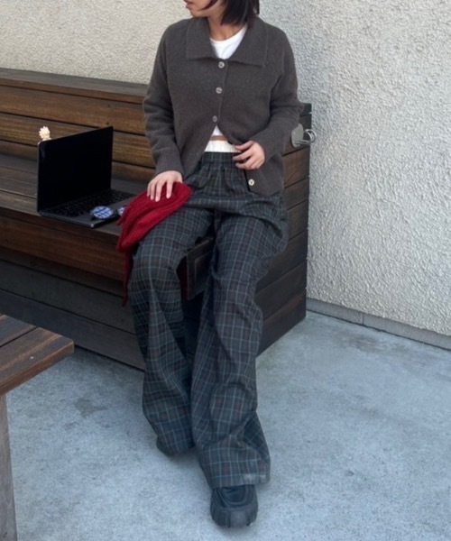 nemne store（ネンネストア）の「【keel】デザインウエストチェックパンツ（その他パンツ・レディース・ネイビー/ブラック・MEDIUM/SMALL）」の2枚目の写真