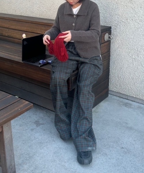 nemne store（ネンネストア）の「【keel】デザインウエストチェックパンツ（その他パンツ・レディース・ネイビー/ブラック・MEDIUM/SMALL）」の7枚目の写真