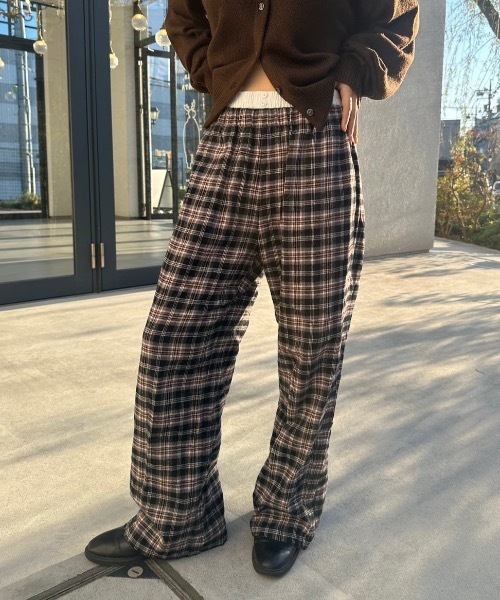nemne store（ネンネストア）の「【keel】デザインウエストチェックパンツ（その他パンツ・レディース・ネイビー/ブラック・MEDIUM/SMALL）」の9枚目の写真