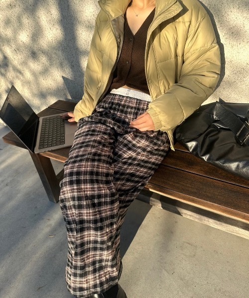 nemne store（ネンネストア）の「【keel】デザインウエストチェックパンツ（その他パンツ・レディース・ネイビー/ブラック・MEDIUM/SMALL）」の10枚目の写真