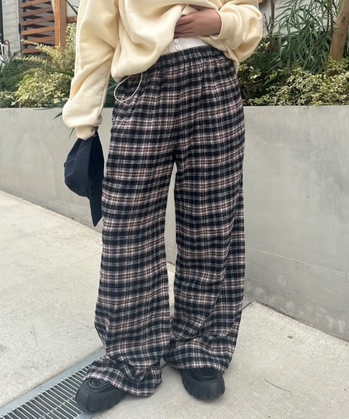 nemne store（ネンネストア）の「【keel】デザインウエストチェックパンツ（その他パンツ・レディース・ネイビー/ブラック・MEDIUM/SMALL）」の13枚目の写真