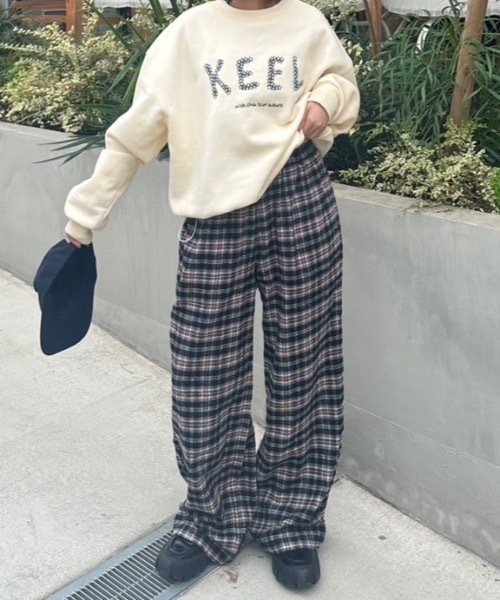 nemne store（ネンネストア）の「【keel】デザインウエストチェックパンツ（その他パンツ・レディース・ネイビー/ブラック・MEDIUM/SMALL）」の14枚目の写真