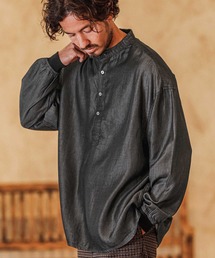 CAMBIO | ms5913- Silky Denim Cuffs Rib Skipper Pullover Shirts バンドプルオーバーシャツ(シャツ/ブラウス)