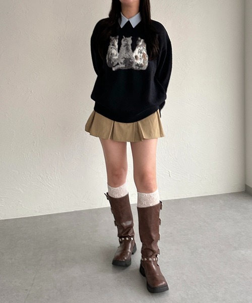apres jour mignon(アプレジュールミニョン)の「アソートジャガードニット【ZOZOTOWN限定アイテム】(ニット/セーター・レディース・レッド/ネイビー/ブラック・フリー/X-LARGE)」の5枚目の写真