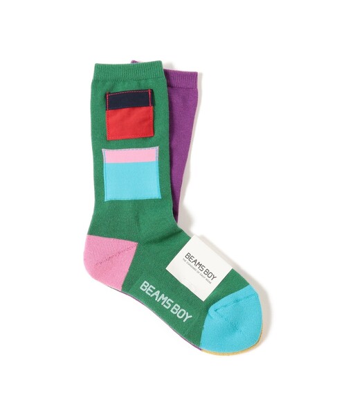 BEAMS BOY(ビームスボーイ)の「マウンテンパーカー ポケット ソックス(ソックス/靴下・レディース・パープル/オレンジ・ONE SIZE)」の2枚目の写真