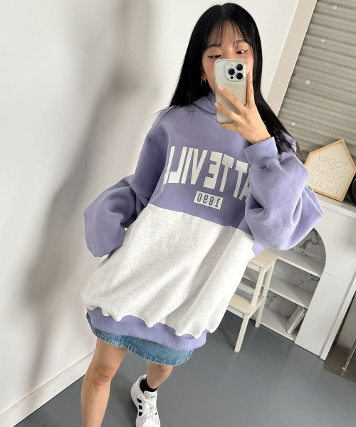 裏起毛 オーバーサイズ パーカー スウェット 配色（パーカー）｜VIVID LADY（ビビッドレディー）