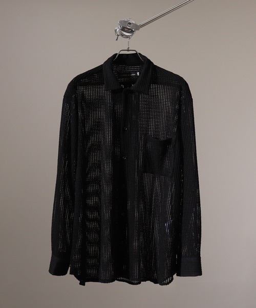FUNALIVE(ファンアライブ)の「Crochet Regular Collar Long Sleeve Shirt / かぎ針レギュラカラー長袖シャツ unisex(シャツ/ブラウス・メンズ・ブラック/ホワイト系1/ホワイト・XL/M/L)」の1枚目の写真