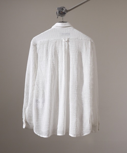 FUNALIVE(ファンアライブ)の「Crochet Regular Collar Long Sleeve Shirt / かぎ針レギュラカラー長袖シャツ unisex(シャツ/ブラウス・メンズ・ブラック/ホワイト系1/ホワイト・XL/M/L)」の9枚目の写真