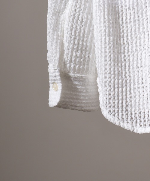 FUNALIVE(ファンアライブ)の「Crochet Regular Collar Long Sleeve Shirt / かぎ針レギュラカラー長袖シャツ unisex(シャツ/ブラウス・メンズ・ブラック/ホワイト系1/ホワイト・XL/M/L)」の8枚目の写真