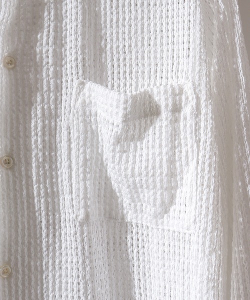 FUNALIVE(ファンアライブ)の「Crochet Regular Collar Long Sleeve Shirt / かぎ針レギュラカラー長袖シャツ unisex(シャツ/ブラウス・メンズ・ブラック/ホワイト系1/ホワイト・XL/M/L)」の7枚目の写真