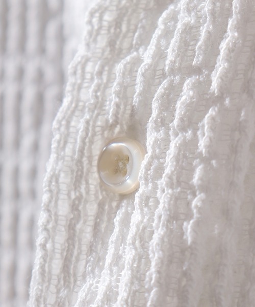 FUNALIVE(ファンアライブ)の「Crochet Regular Collar Long Sleeve Shirt / かぎ針レギュラカラー長袖シャツ unisex(シャツ/ブラウス・メンズ・ブラック/ホワイト系1/ホワイト・XL/M/L)」の6枚目の写真