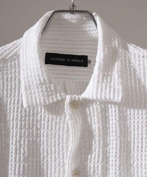 FUNALIVE(ファンアライブ)の「Crochet Regular Collar Long Sleeve Shirt / かぎ針レギュラカラー長袖シャツ unisex(シャツ/ブラウス・メンズ・ブラック/ホワイト系1/ホワイト・XL/M/L)」の5枚目の写真