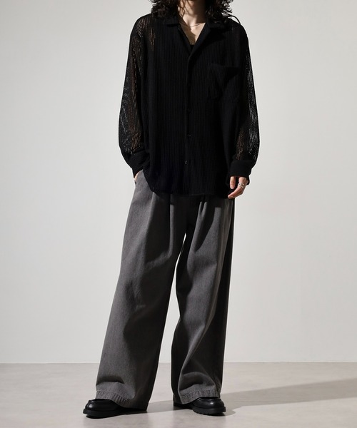 FUNALIVE(ファンアライブ)の「Crochet Regular Collar Long Sleeve Shirt / かぎ針レギュラカラー長袖シャツ unisex(シャツ/ブラウス・メンズ・ブラック/ホワイト系1/ホワイト・XL/M/L)」の21枚目の写真
