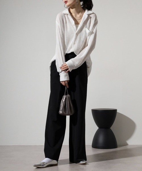 FUNALIVE(ファンアライブ)の「Crochet Regular Collar Long Sleeve Shirt / かぎ針レギュラカラー長袖シャツ unisex(シャツ/ブラウス・メンズ・ブラック/ホワイト系1/ホワイト・XL/M/L)」の17枚目の写真