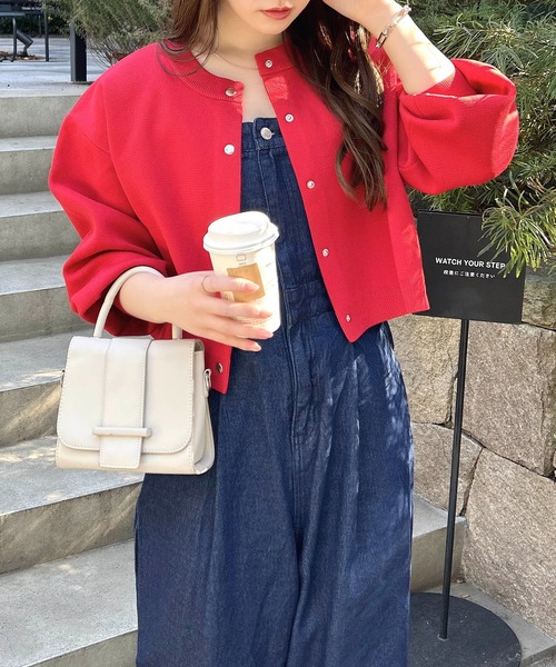 INGNI（イング）の「ショート丈スポンディッシュニットカーディガン（カーディガン/ボレロ・レディース・グレー/アイボリー/ブラック/イエロー/レッド・M）」の5枚目の写真