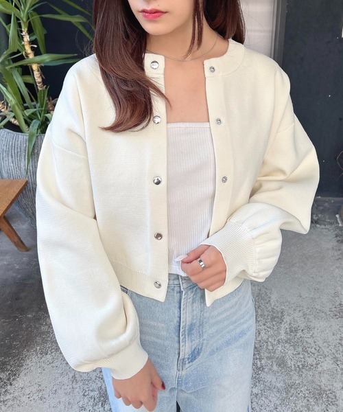 INGNI（イング）の「ショート丈スポンディッシュニットカーディガン（カーディガン/ボレロ・レディース・グレー/アイボリー/ブラック/イエロー/レッド・M）」の7枚目の写真