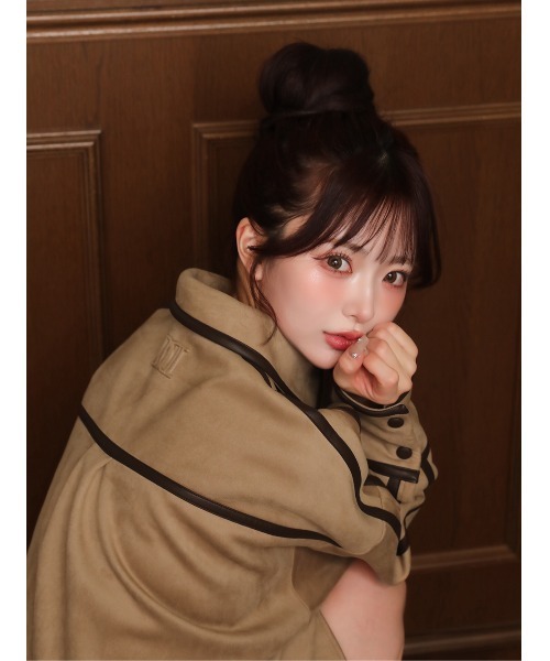 レザーパイピングスウェードシャツジャケット（その他アウター