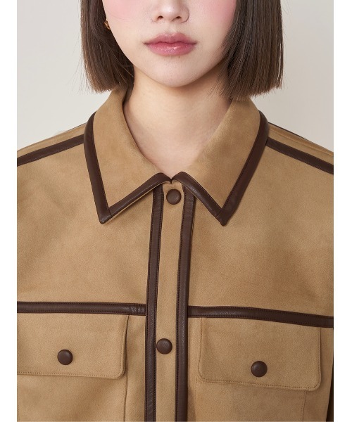 レザーパイピングスウェードシャツジャケット（その他アウター