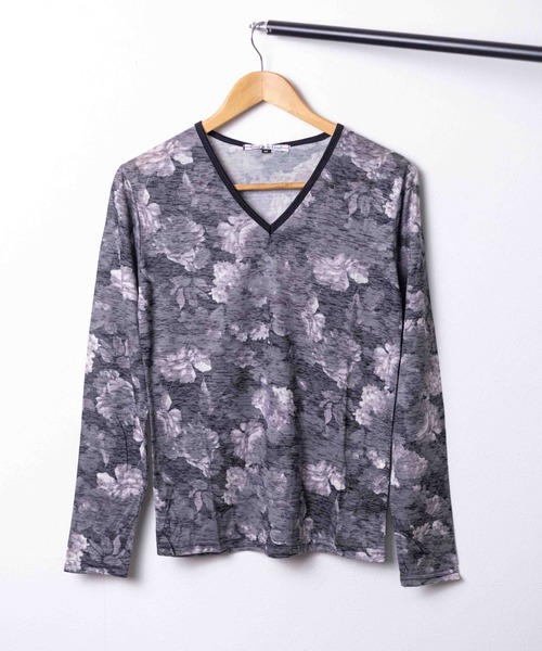 sunny branch（サニーブランチ）の「★Growth by Grail★フラワープリントVネックL/S（Tシャツ/カットソー・メンズ・ブルー/ブラック・LARGE/MEDIUM）」の2枚目の写真