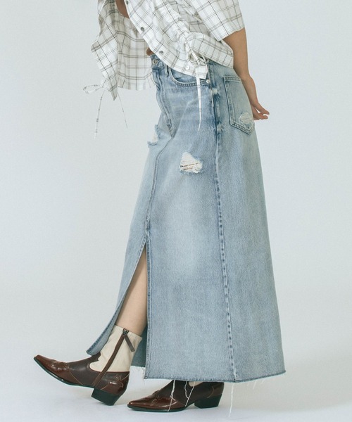 セール】DAMEGE DENIM SKIRT（デニムスカート）｜ROSE BUD