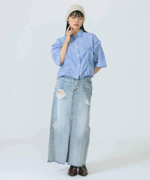 ROSE BUD（ローズバッド）の「DAMEGE DENIM SKIRT（デニムスカート・レディース・ブルー/ピンク・S/M）」の11枚目の写真