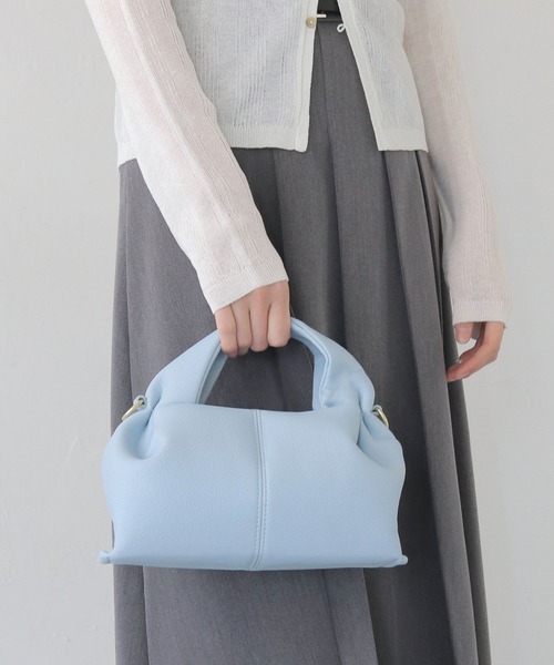 CLEIO（クレイオ）の「【CLEIO】マシュマロタックミニショルダー/ハンドバッグ MARSHMALLOW TUCK MINI SHOULDER/737-13664（ハンドバッグ・レディース・ブラック/グレイッシュベージュ/サックスブルー/ライトブラウン/ミント・FREE）」の5枚目の写真