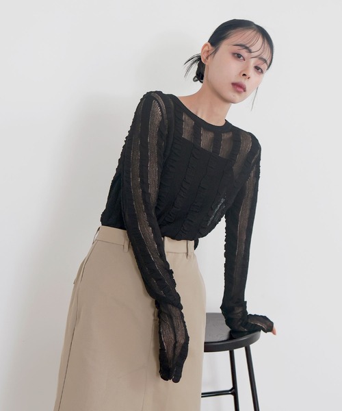 LIAN（リアン）の「シャーリングシアーニット（ニット/セーター・レディース・ブラック/グレー/ブルー/アイボリー・FREE）」の19枚目の写真
