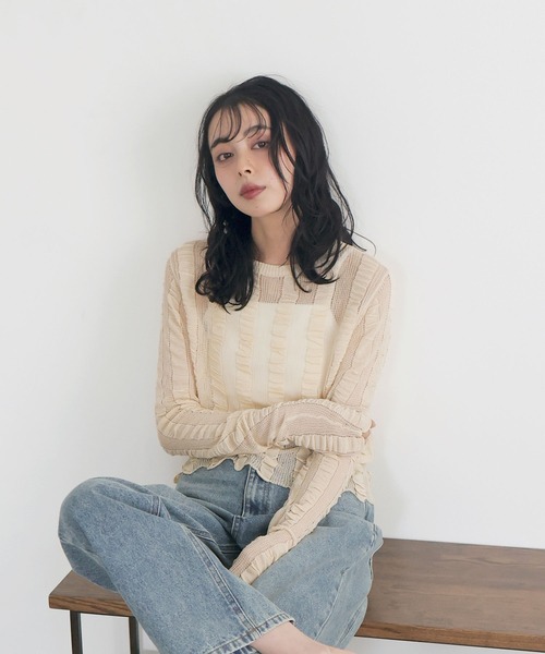 LIAN（リアン）の「シャーリングシアーニット（ニット/セーター・レディース・ブラック/グレー/ブルー/アイボリー・FREE）」の17枚目の写真