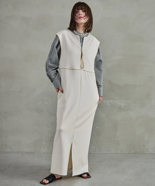 Fashion Letter(ファッションレター)の「前後2way パイピングポンチジャンスカ(ワンピース・レディース・ライトグリーン/ブラック/アイボリー・M)」の1枚目の写真